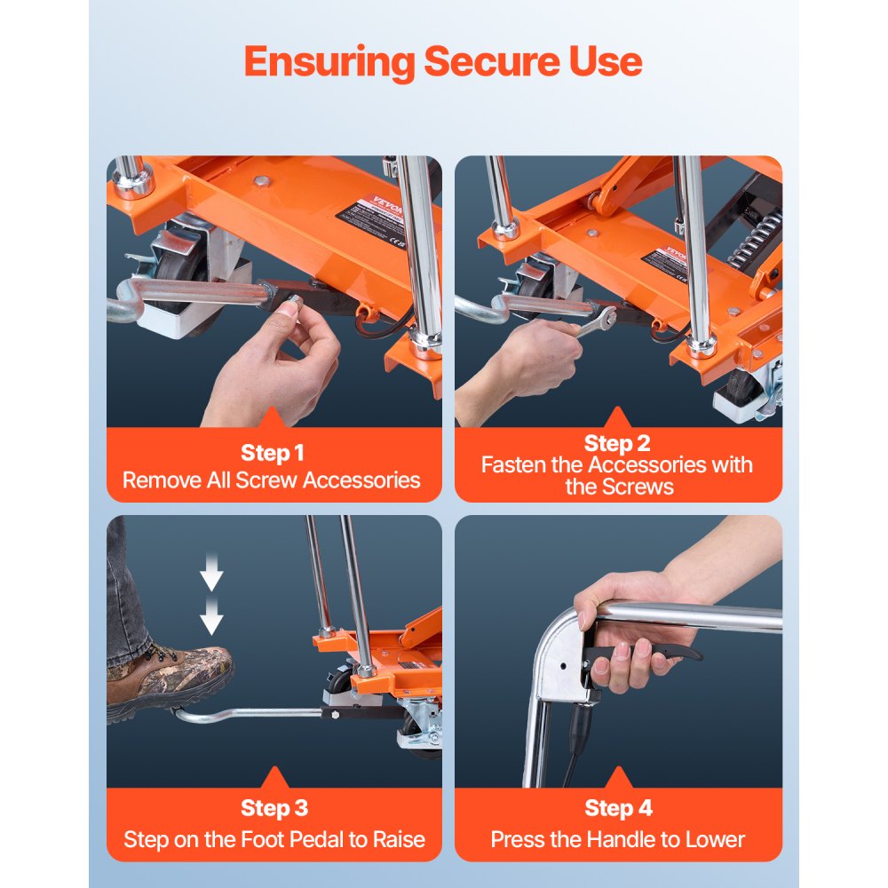 TFD20 - 500 lbs Hydraulic Lift Table, Adjustable 11.8" to 47.2" Height