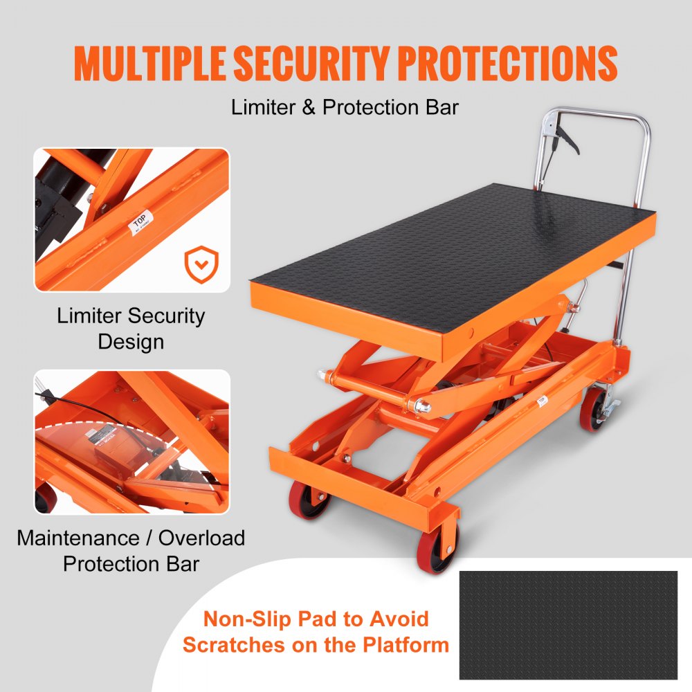 TFD80 - 1760lbs Capacity Hydraulic Lift Table, 59" Height for Easy Maneuverability