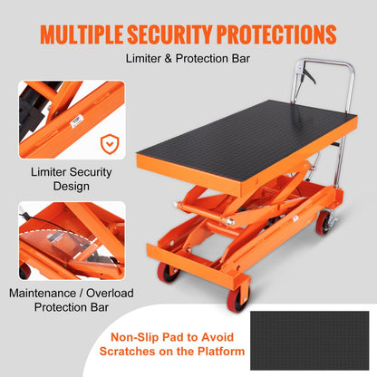 TFD80 - 1760lbs Capacity Hydraulic Lift Table, 59" Height for Easy Maneuverability