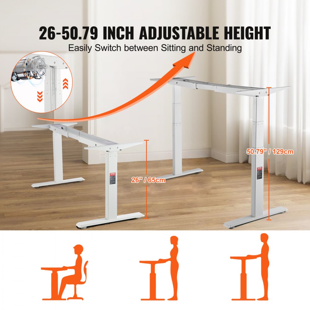 ZW-19 - VEVOR Dual Motor Standing Desk Frame, 26-50.79" Height Adjust, 276 lbs