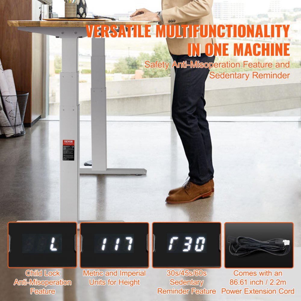 ZW-19 - VEVOR Dual Motor Standing Desk Frame, 26-50.79" Height Adjust, 276 lbs