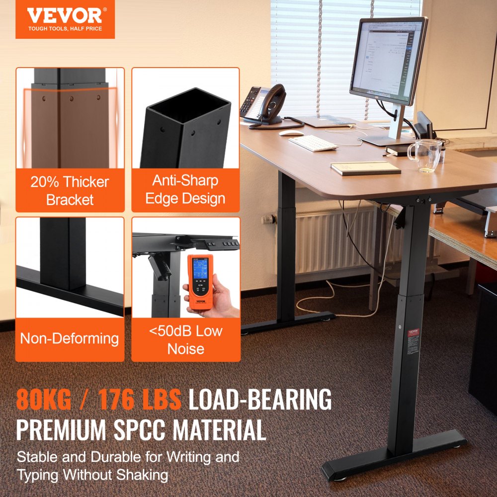 ZW-11 - Adjustable VEVOR Standing Desk Frame 27.56-46.06" Height, 80 kg Capacity