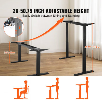 ZW-17 - Heavy-Duty Adjustable Standing Desk Frame, 43.31-70.08", 276 lbs Capacity