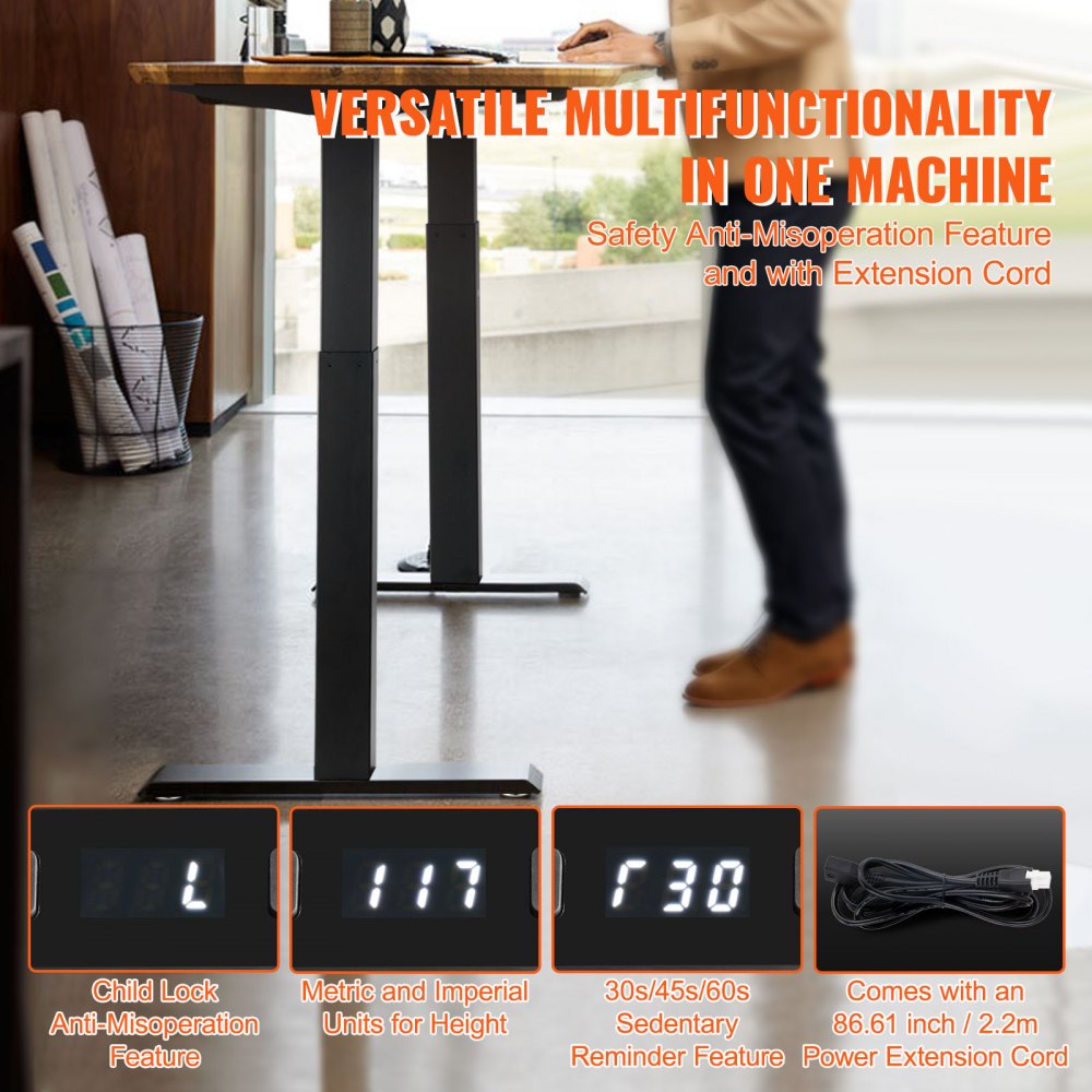 ZW-13 - Durable Dual Motor Standing Desk Frame, Adjusts 27.6" to 46.1"