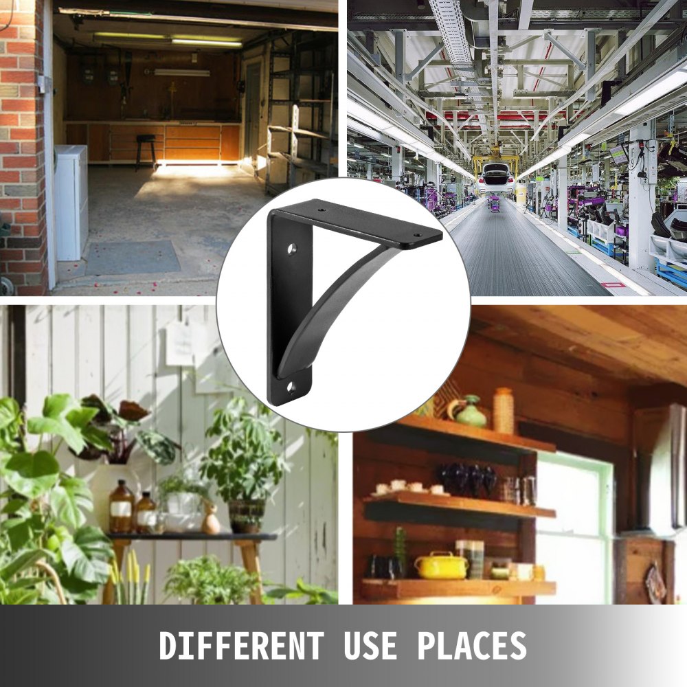 010345234782 - Heavy-Duty 7x6" Steel Shelf Brackets, 450 lbs Capacity