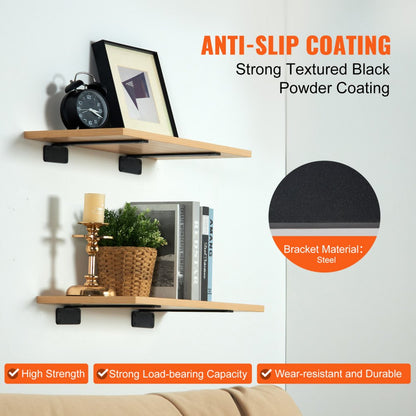 SJ2 - Heavy-Duty 10" Shelf Brackets, Textured Black, 160 lbs Capacity