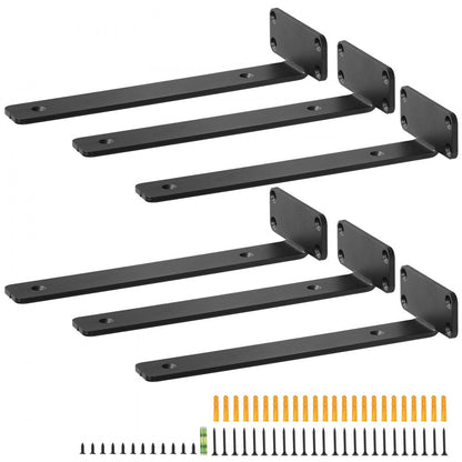 SJ2 - Heavy-Duty 10" Shelf Brackets, Textured Black, 160 lbs Capacity