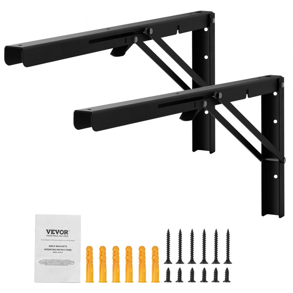 SJ3 - Heavy-Duty 24" Foldable Shelf Brackets, 300 lbs Capacity, 2-Pack