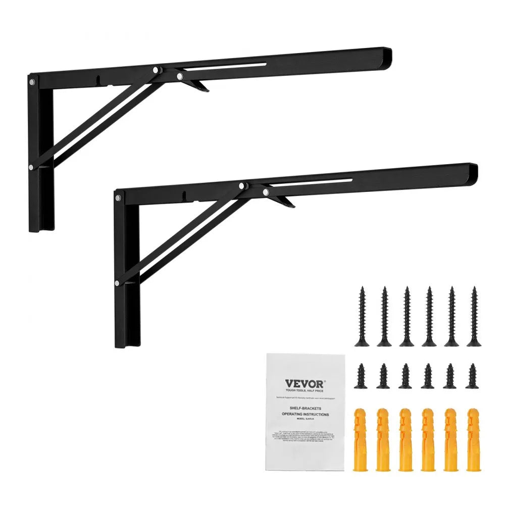 SJ3 - Heavy-Duty 24" Foldable Shelf Brackets, 300 lbs Capacity, 2-Pack