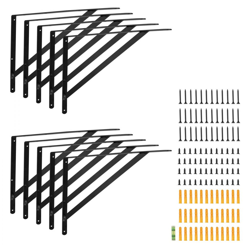 SJ6 - Heavy-Duty Shelf Bracket, 12"x8", Supports 160 lbs, Easy Install