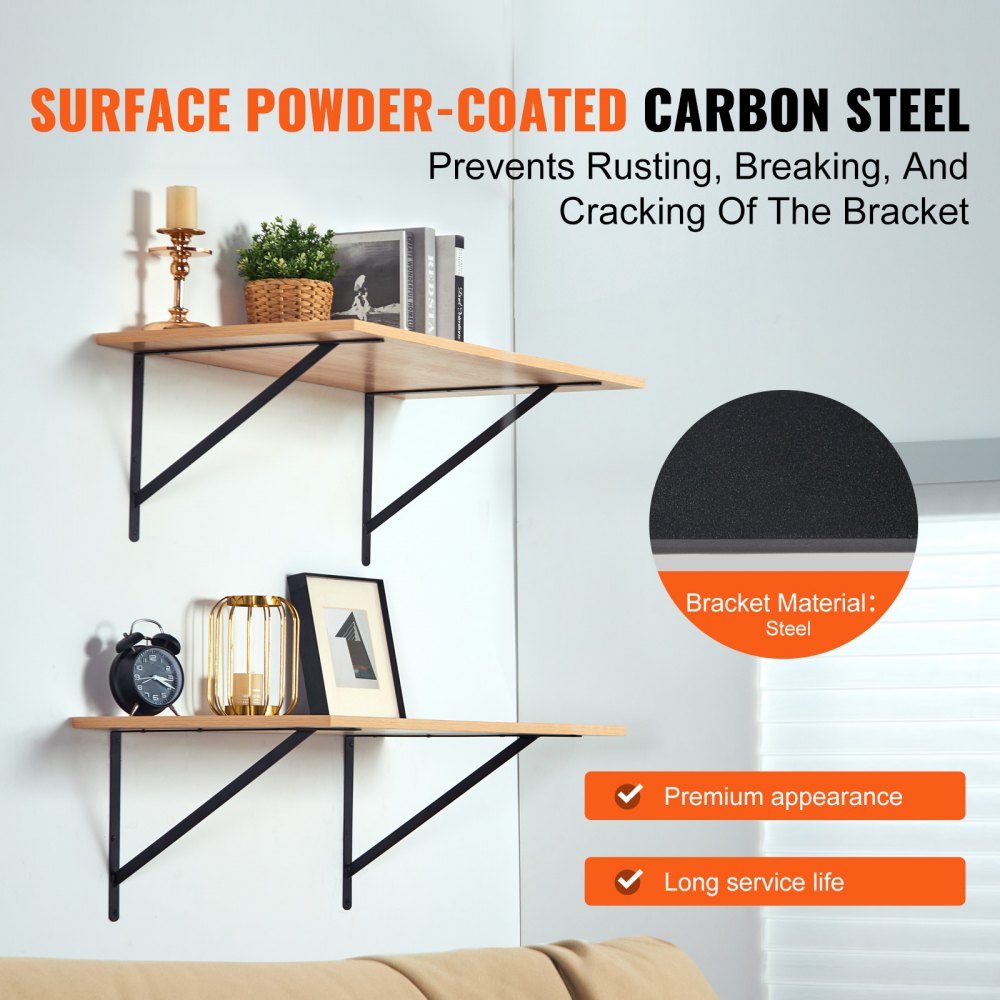 SJ9 - Heavy-Duty 18"x12" Carbon Steel Shelf Brackets, Supports 160 lbs