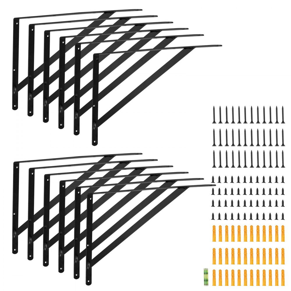 SJ9 - Heavy-Duty 18"x12" Carbon Steel Shelf Brackets, Supports 160 lbs