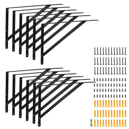 SJ9 - Heavy-Duty 18"x12" Carbon Steel Shelf Brackets, Supports 160 lbs