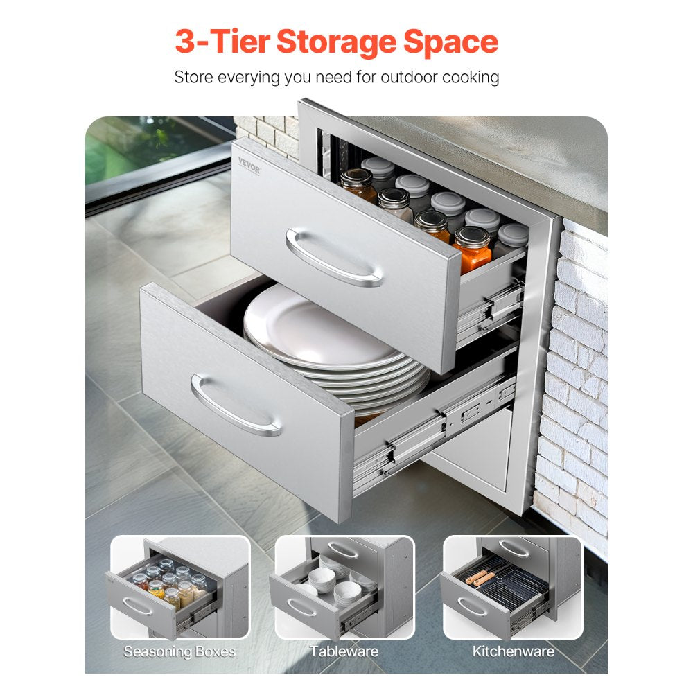 CTGPJ-04 - Stainless Steel Triple Drawer Set for Outdoor Kitchen Storage