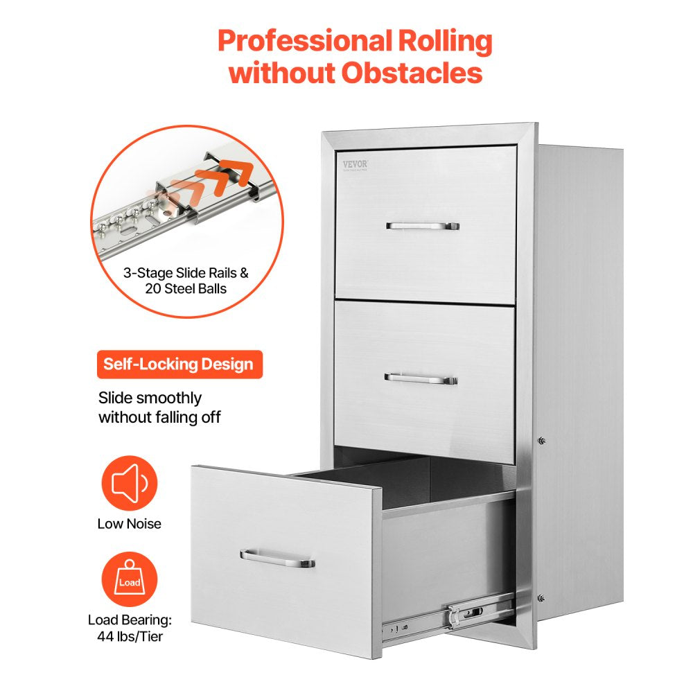 CTGPJ-04 - Stainless Steel Triple Drawer Set for Outdoor Kitchen Storage
