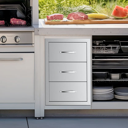 CTGPJ-04 - Stainless Steel Triple Drawer Set for Outdoor Kitchen Storage