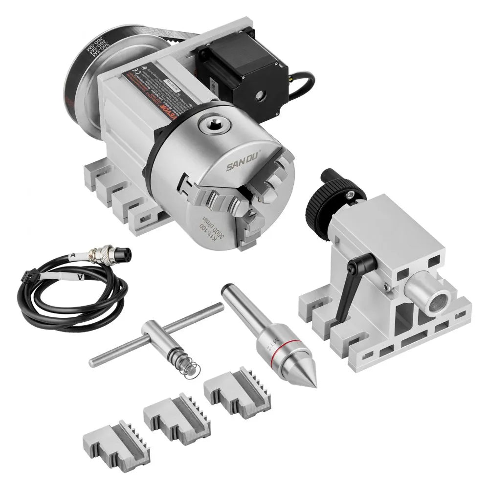 BS4-KP100-57 - VEVOR 3-Jaw Chuck for CNC with 4th Axis Precision