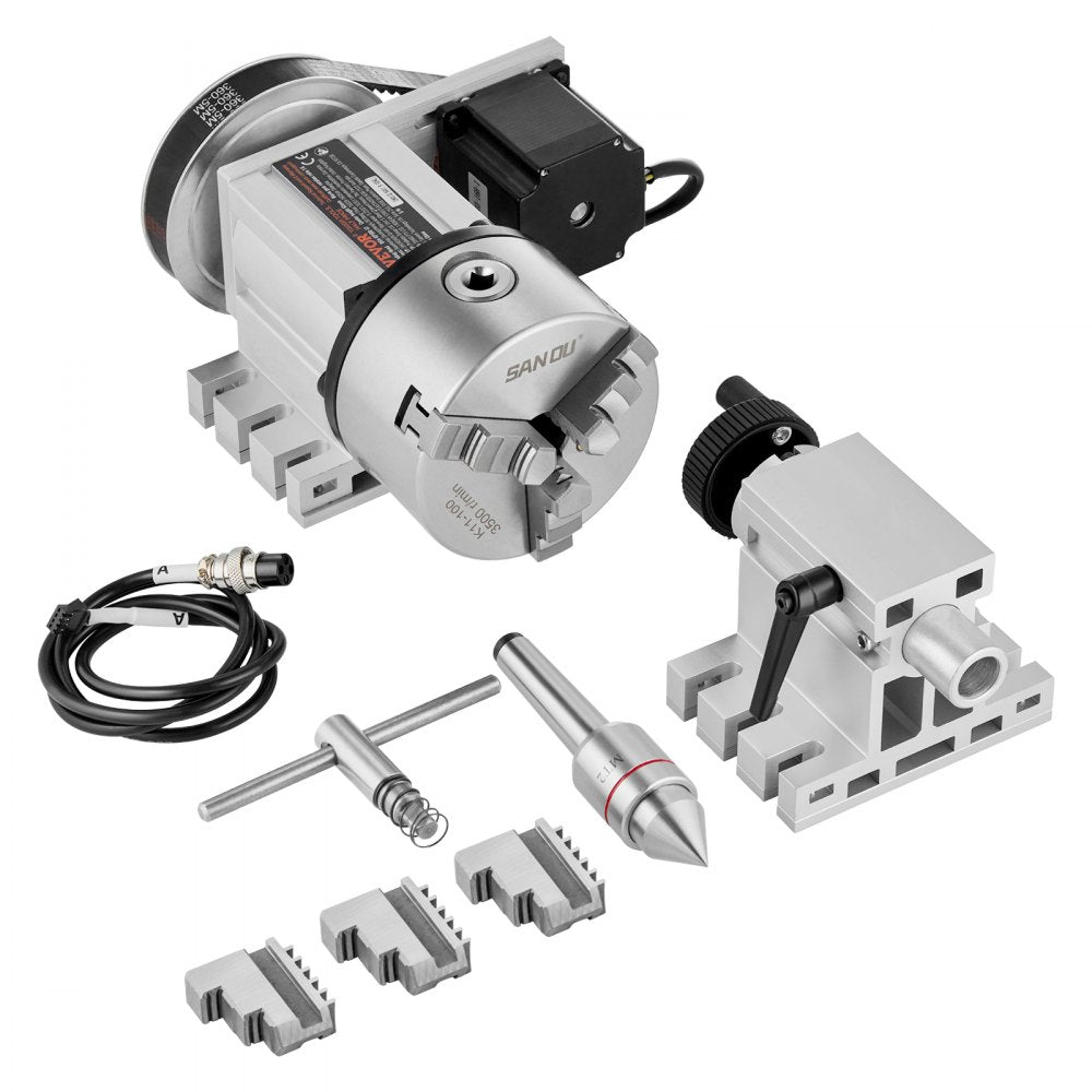 BS4-KP100-57 - VEVOR 3-Jaw Chuck for CNC with 4th Axis Precision