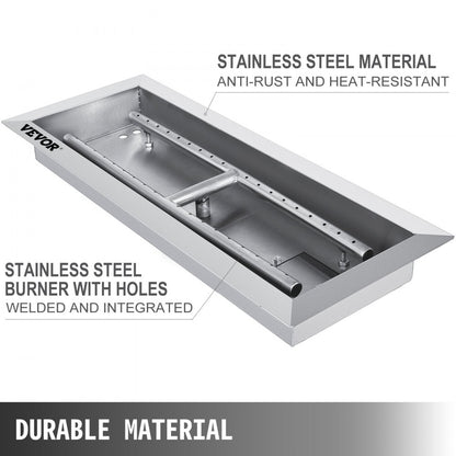 010822634312 - 20x8 Inch Stainless Steel Fire Pit Pan for Outdoor Enjoyment