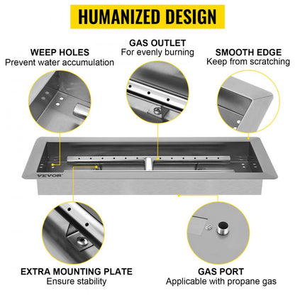 010822634312 - 20x8 Inch Stainless Steel Fire Pit Pan for Outdoor Enjoyment