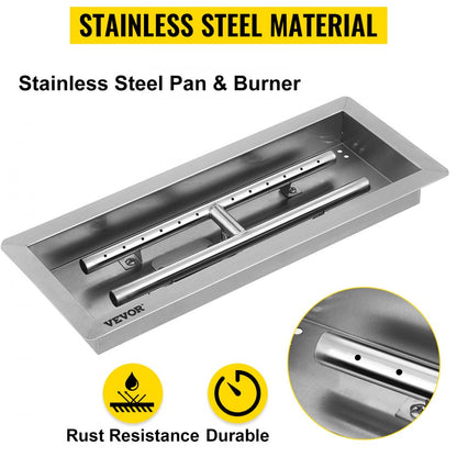010822634312 - 20x8 Inch Stainless Steel Fire Pit Pan for Outdoor Enjoyment