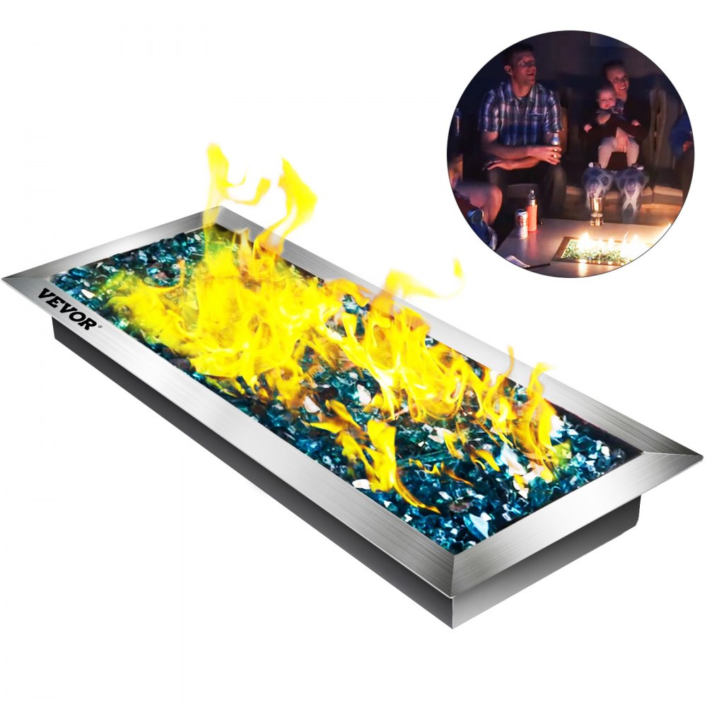 010822634312 - 20x8 Inch Stainless Steel Fire Pit Pan for Outdoor Enjoyment