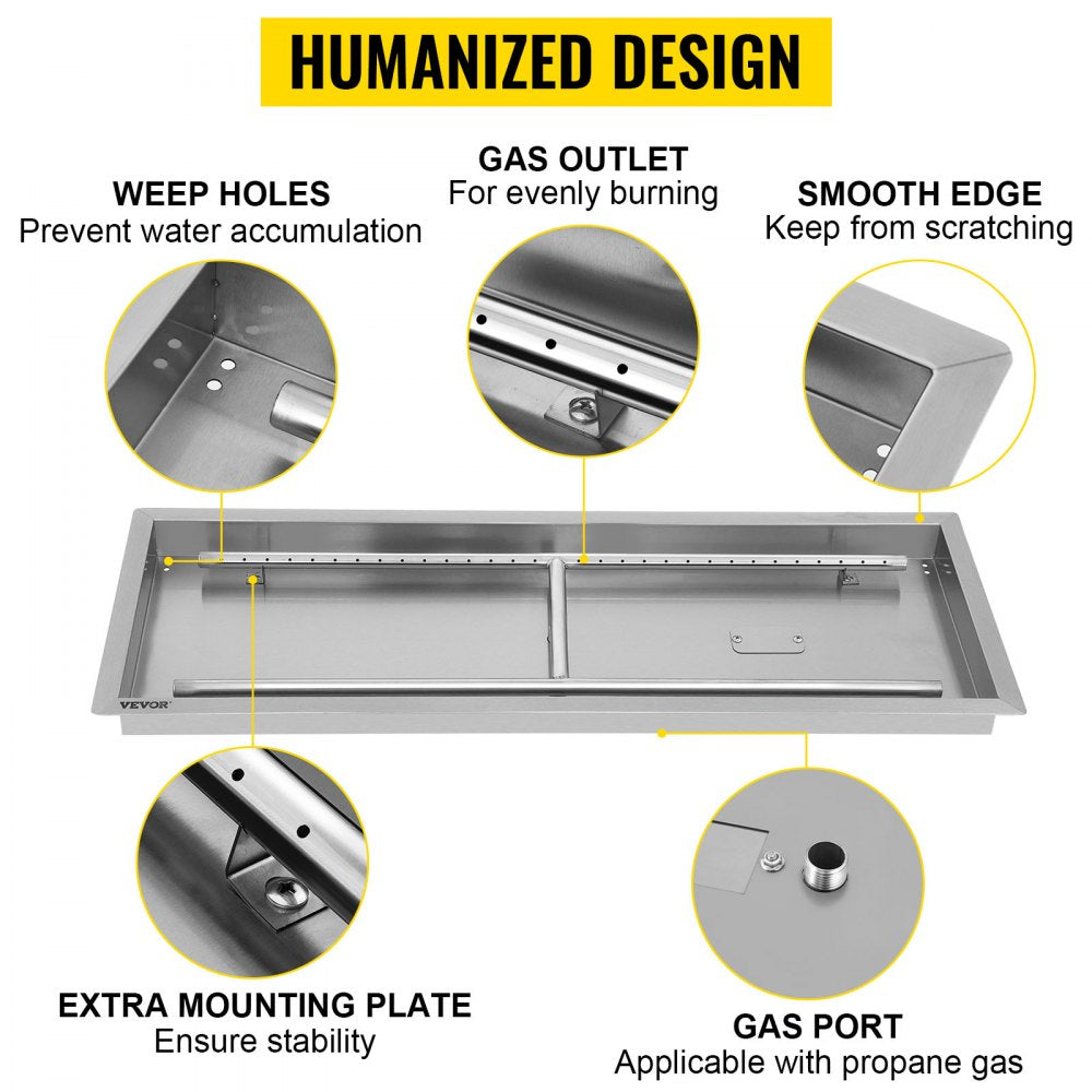 010215996535 - Portable 31.5" Stainless Steel Fire Pit Pan for Outdoor Use