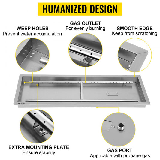 010215996535 - Portable 31.5" Stainless Steel Fire Pit Pan for Outdoor Use
