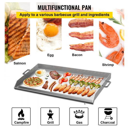 010895221462 - 32" x 17" Stainless Steel Stove Top Griddle with Handles