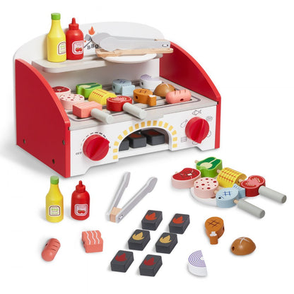 BL-20124 - Realistic Wooden BBQ Grill Playset for Kids Ages 3-5