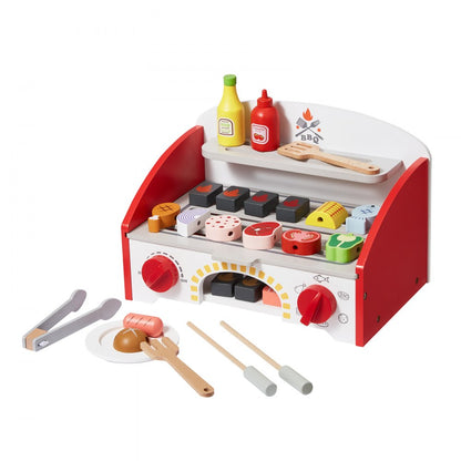 BL-20124 - Realistic Wooden BBQ Grill Playset for Kids Ages 3-5