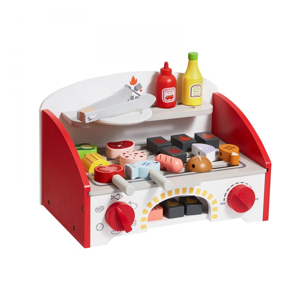 BL-20124 - Realistic Wooden BBQ Grill Playset for Kids Ages 3-5