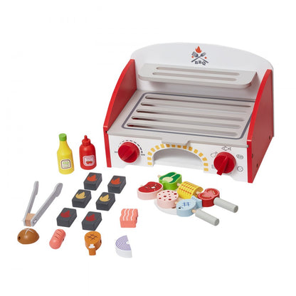 BL-20124 - Realistic Wooden BBQ Grill Playset for Kids Ages 3-5