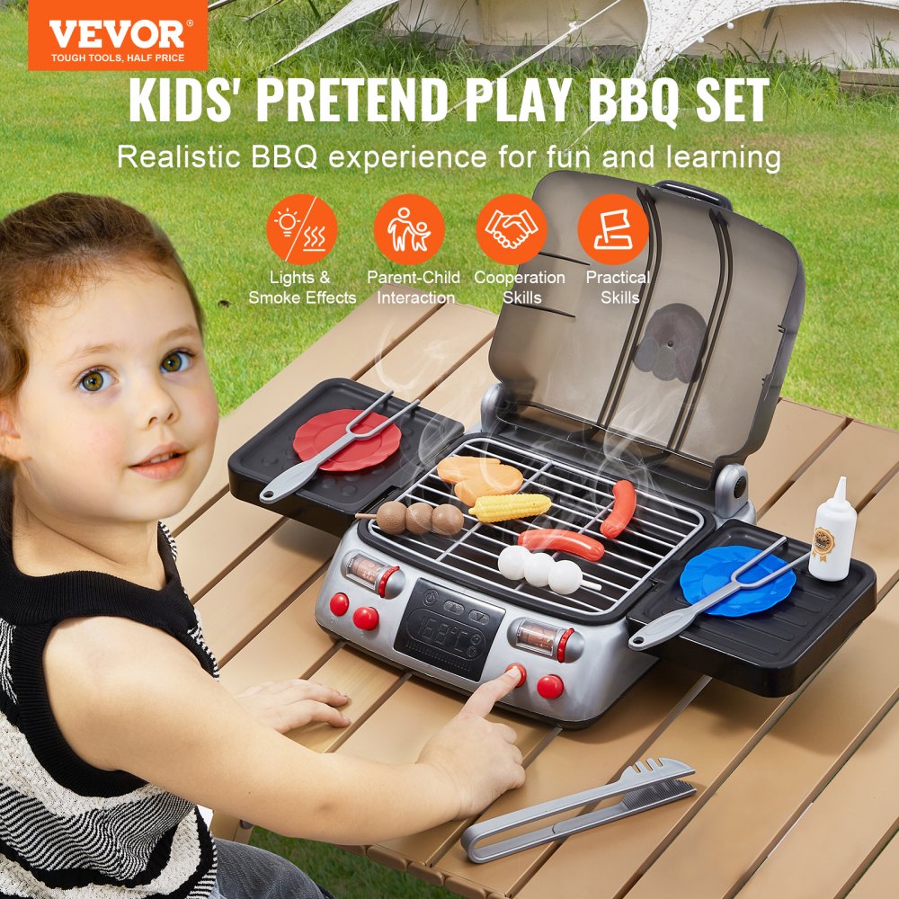 ZB-6033 - Realistic Kids BBQ Grill Playset with Lights & Sound
