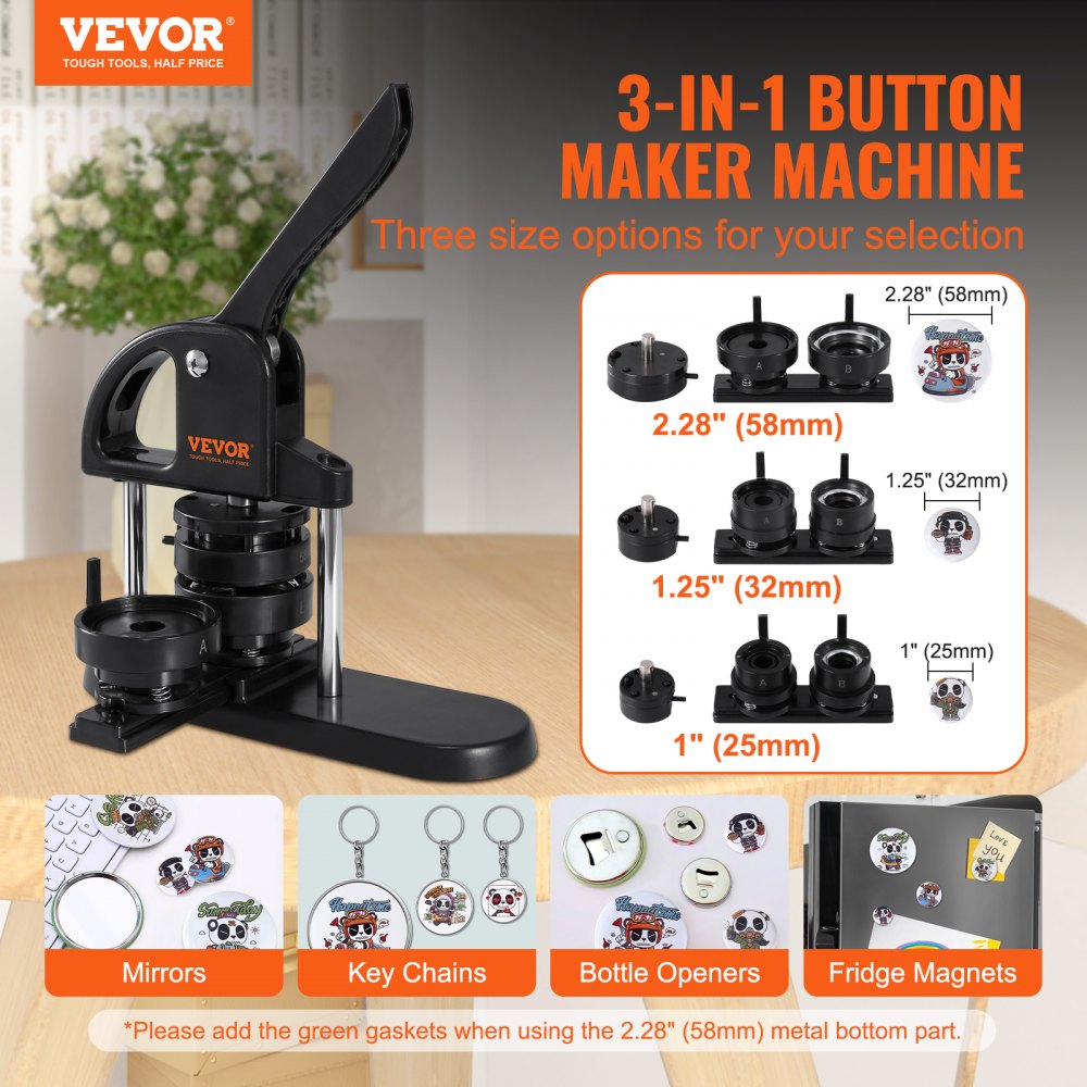JMB-X3 - Easy-to-Use VEVOR Button Maker for 0.98"-2.28" Buttons