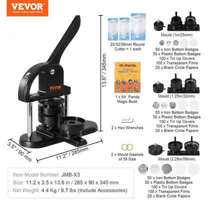JMB-X3 - Easy-to-Use VEVOR Button Maker for 0.98"-2.28" Buttons