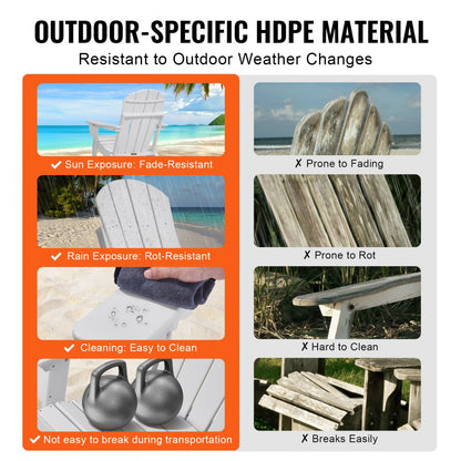 SS401-WT-2P - Foldable HDPE Adirondack Chairs Set for All-Weather Use