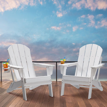 SS401-WT-2P - Foldable HDPE Adirondack Chairs Set for All-Weather Use