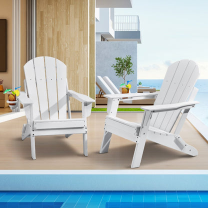 SS401-WT-2P - Foldable HDPE Adirondack Chairs Set for All-Weather Use