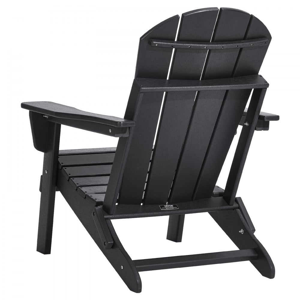 SS401-BK-2P - Durable Folding Adirondack Chairs, Black HDPE Set of 2