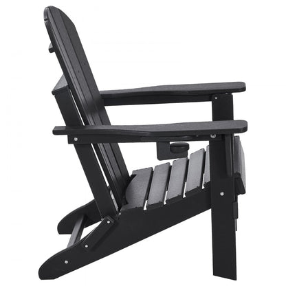 SS401-BK-2P - Durable Folding Adirondack Chairs, Black HDPE Set of 2