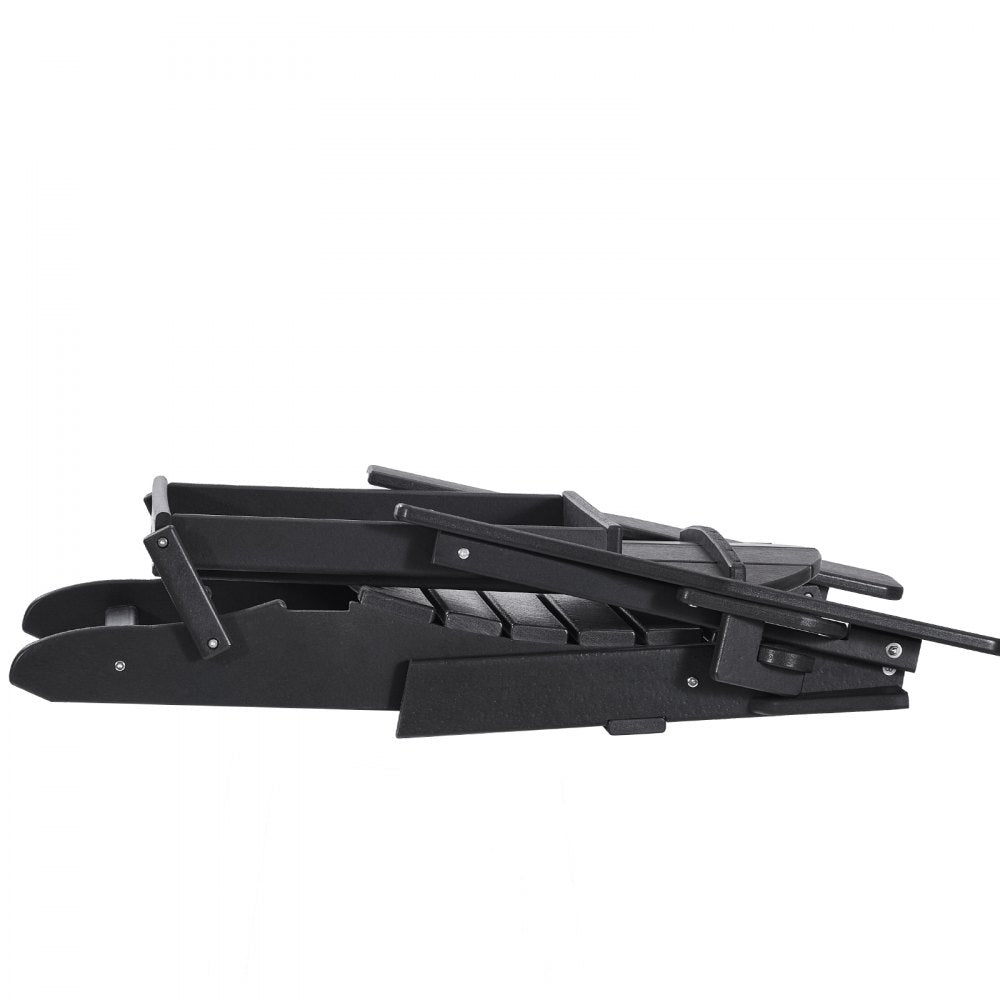 SS401-BK-2P - Durable Folding Adirondack Chairs, Black HDPE Set of 2