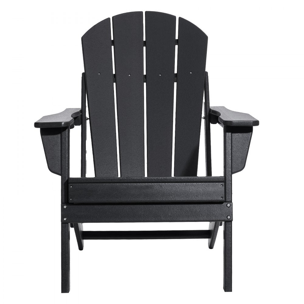 SS401-BK-2P - Durable Folding Adirondack Chairs, Black HDPE Set of 2