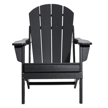 SS401-BK-2P - Durable Folding Adirondack Chairs, Black HDPE Set of 2