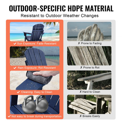 SS401-BU-2P - Durable All-Weather Folding Adirondack Chairs, Set of 2