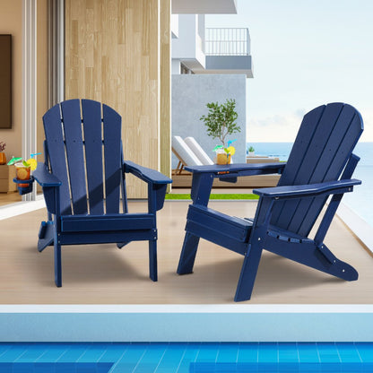 SS401-BU-2P - Durable All-Weather Folding Adirondack Chairs, Set of 2