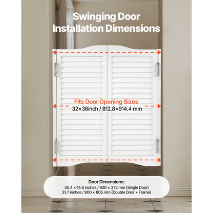 SS-door2-WH-4 - 32" x 36" Premium Pine Swinging Door with Quiet Hinges