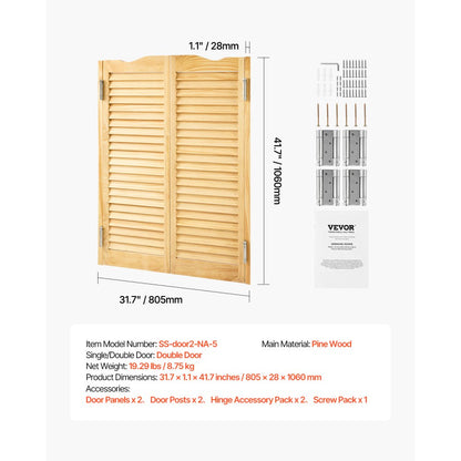 SS-door2-NA-5 - 32"x42" Pine Wood Swing Door with Quiet Hinges