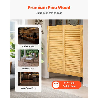 SS-door2-NA-6 - 36" x 42" Pine Wood Saloon Swing Door with Quiet Hinges