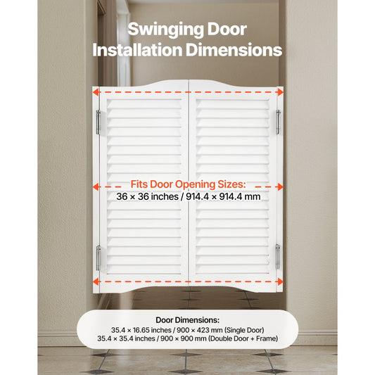 SS-door2-WH-7 - 36" Swinging Pine Door with Quiet Hinges & Easy Install